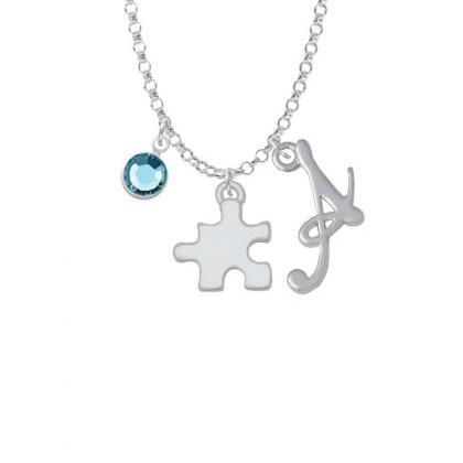 Puzzle Piece Charm Necklace With Gelato Initial..