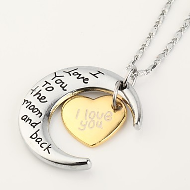 Women's Moon Heart Silver Plated Gold..