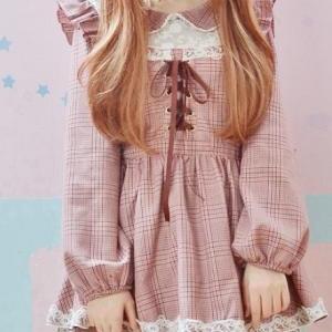 Cute Tartan Lace Dress