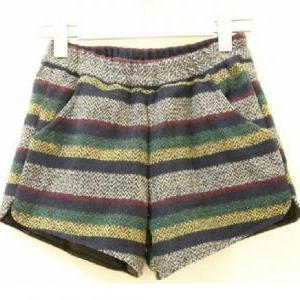 Elastic Waist Striped Woolen Shorts