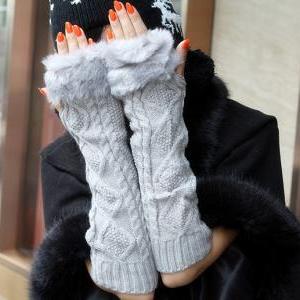 Fur Knitted Cable Warm Wristers