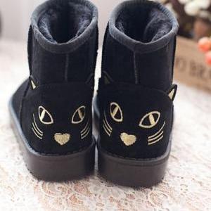 Cute Kitty Snow Fur Boots. Four Col..