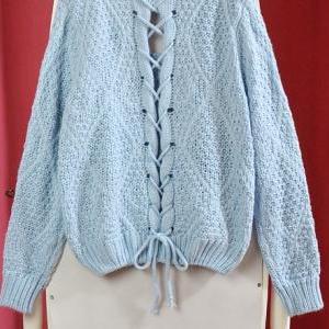 Hollow Kitted Cross Jumper Sweater In Pastel..