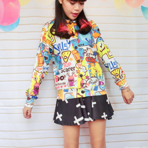 Harajuku Cutie Monsters Printed Jac..