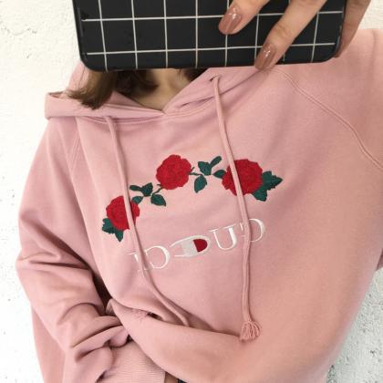 Pink color Flower Embroidered Sweat..