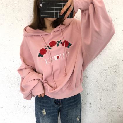 Pink color Flower Embroidered Sweat..