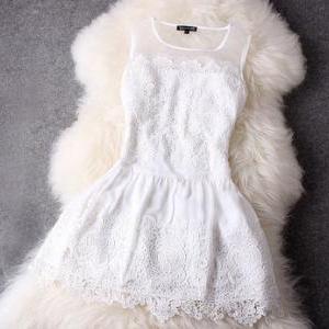 2015 Summer Fashion Sexy White Lace Dress