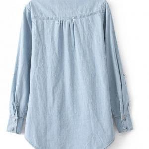 Fashion Light Blue Denim Shirt For ..