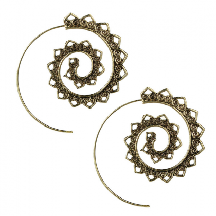 Retro Oval Spiral Spiral Heart-shaped Earring