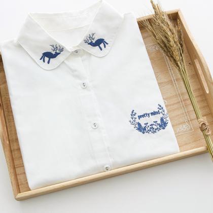 Japanese elk embroidered cotton lon..