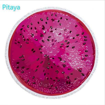 Pitaya Tassel Round Beach Towel/Bat..
