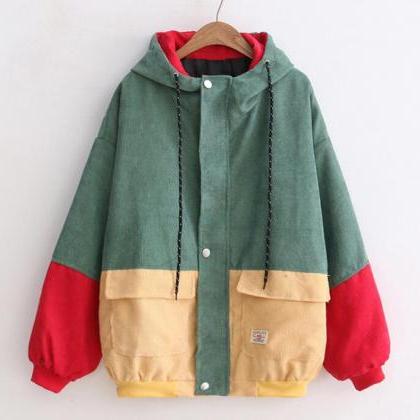 Japanese corduroy hoodie coat