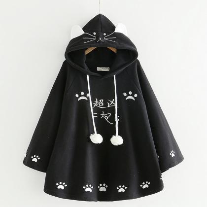  Kawaii Cat Ear Sweatshirt Japanese..