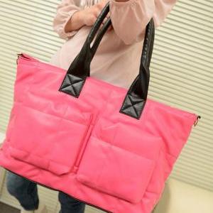 Fashion Pink Leather Down Handbag&S..