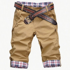 Casual Long Shorts with Plaid Linin..
