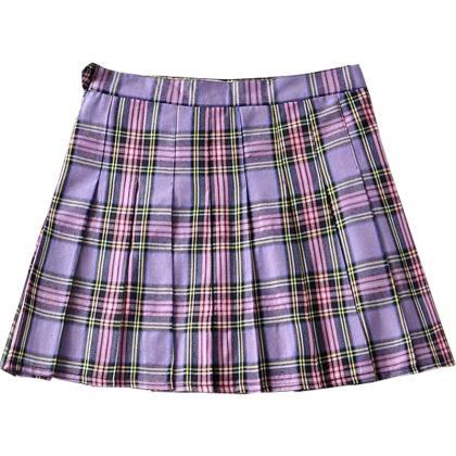 High waist purple pleated skirt 