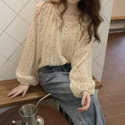 Women's fresh chiffon floral shirt