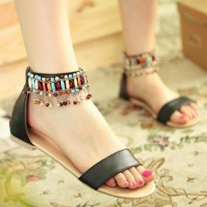 Fashion Handmade Beaded Tassel Shoe..