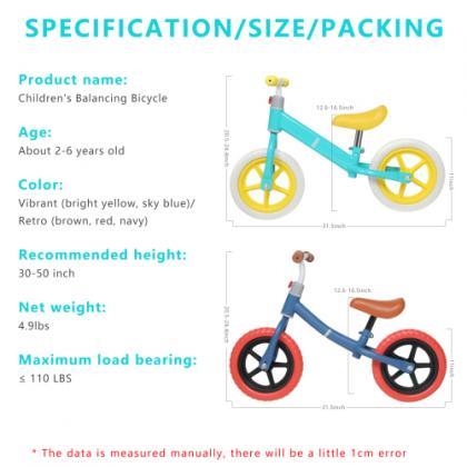 11inch Kids Balance Bike Adjustable..