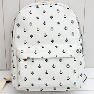 Little Anchor White Canvas Backpack