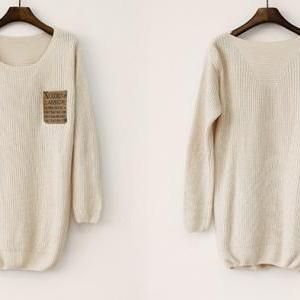 Sexy Loose Beige Sweater
