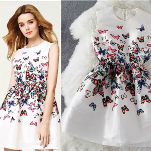 Sexy Butterfly Print Sleeveless Dress
