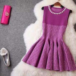 Sexy Fashion Beads Elastic Dress