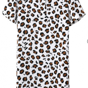 White Short Sleeve Leopard Slim Dre..