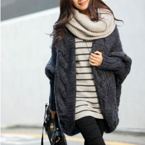 Womens Cable Knitted Batwing Sleeve Cardigan Tops..