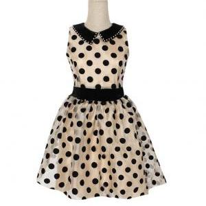 New Beige Turn-Down Collar Dot Abov..