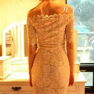 Slim Package Hip Collar Lace Dress