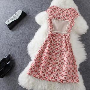 Plaid Embroidered Sleeveless Dress