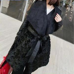 Pu Leather Fashion Fur Coat