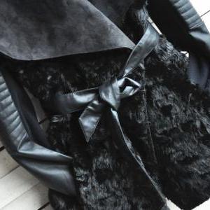 Pu Leather Fashion Fur Coat