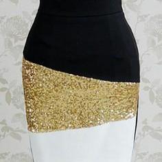Black And White Mosaic Gold Sequine..