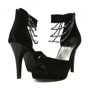 Beaded Ankle Strap High Stiletto He..