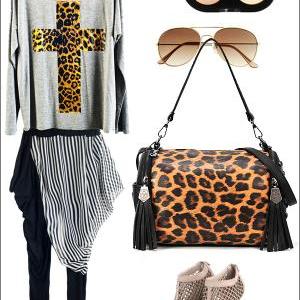 Cute Cool Fashion Pu Leopard Rivet ..