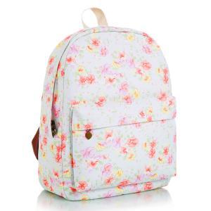 Floral Printed Blue Canvas Backpack