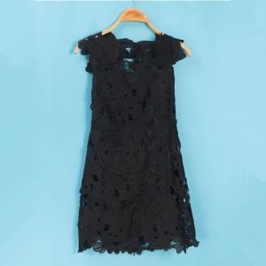Floral Lace Neck Dress With Open Ba..