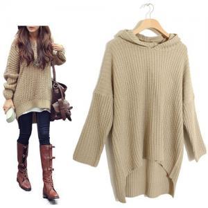 Thick Knitted Hooded Long Sleeved S..