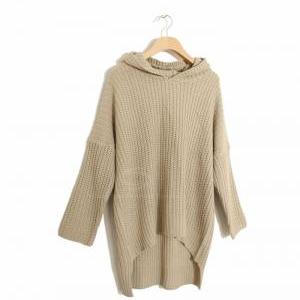 Thick Knitted Hooded Long Sleeved S..