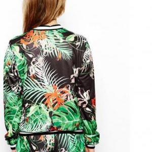 Women Autumn Winter Flower Grass Pr..
