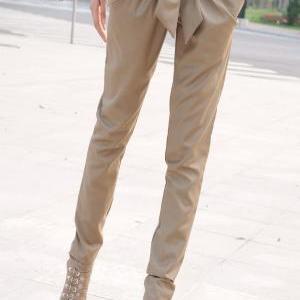 Pants With Bow In Beige