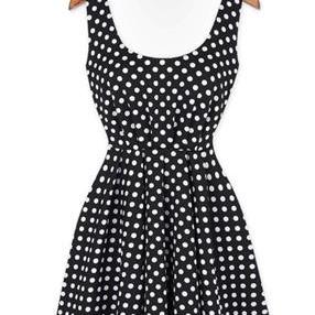 Polka Dot Backless Dress With Bow