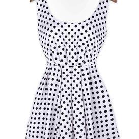 Polka Dot Backless Dress With Bow