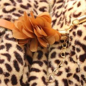 Leopard Faux Fur Jacket For Girls-L..