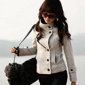 Jacket Gray Female Wool Coat