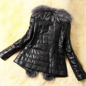 Black Leather Jacket For Women With..
