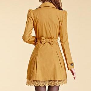 Fashion Golden Color Trench Winter ..