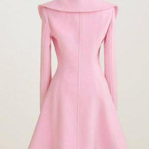 Pink Ruffled Long Coat
